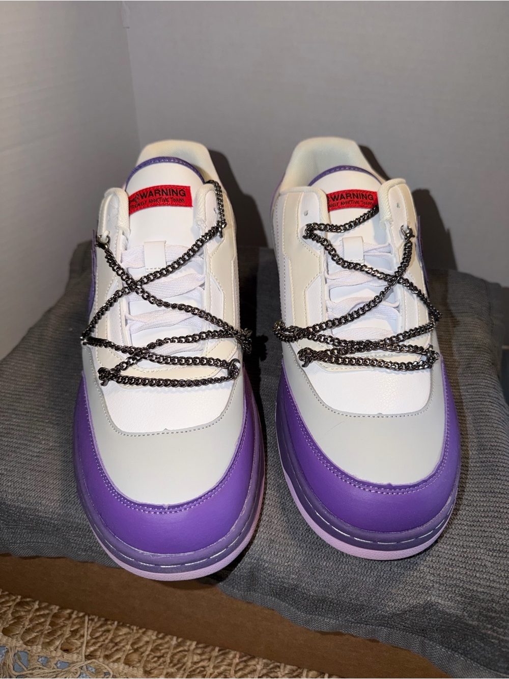 Brand X Court Classic Snkrs Men’s Sz 13 Purple/Wht Chain Lace Streetwear Shoes